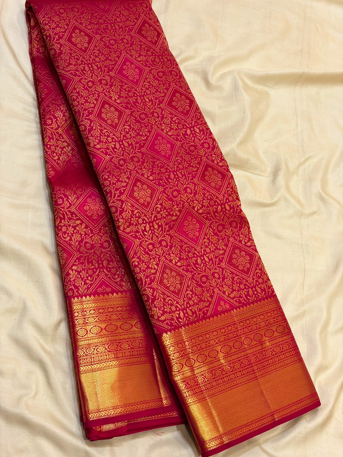 Dark Red Kanchipuram Handloom Bridal Silk Saree